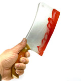 Bloody Foam Rubber Lightwood Handle Medium Butcher's Cleaver Prop - Dependable Expendables