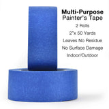 Teegan Tapes 2" Painters Blue Tape 2-Pack 2 Inch x 50 yards 