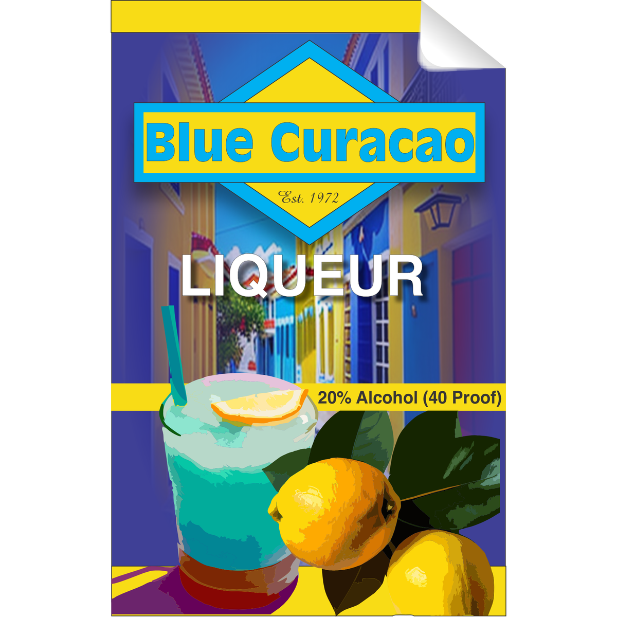 Blue Curcacao Single Self Adhesive Label - License and Royalty Free fo ...