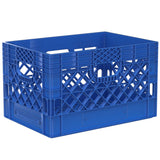 Blue 24 quart plastic Milk Crate used by the Film and TV Industry to store video audio cables and film grip equipment - Dependable Expendables