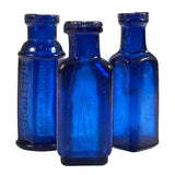 Blue Translucent SMASHProps Breakaway Vintage Mini Poison Bottles Prop Set 3 Piece Set - Dependable Expendables