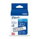Brother TZE2412PK P-touch labeler tape cartridge 18mm .75 / Three Quarter inch two pack Black on white - Dependable Expendables