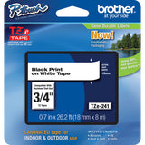 Brother TZe241 Laminated Label Tape for 18mm P-Touch Labelers (Black on White, 0.75" x 26.2')