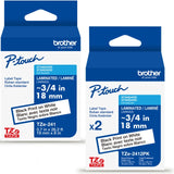2 Pack Brother TZe241 Laminated Label Tape for 18mm P-Touch Labelers Black on White - Dependable Expendables
