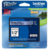 Brother TZe131 Laminated Tape for 12mm P-Touch Labelers (Black on Clear, 0.5" x 26.2') - Dependable Expendables