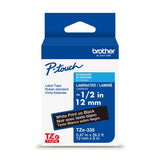 Brother TZE 335 P Touch Label Tape half inch 12mm White on Black - Dependable Expendables