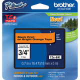 Brother TZeB41 Laminated Tape for 18mm P-Touch Labelers (Black on Bright Orange, 0.75" x 16.4') Dependable Expendables