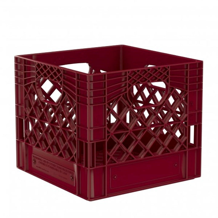 Plastic Grip Storage Square 16 Quart Milk Crate (Black, Blue