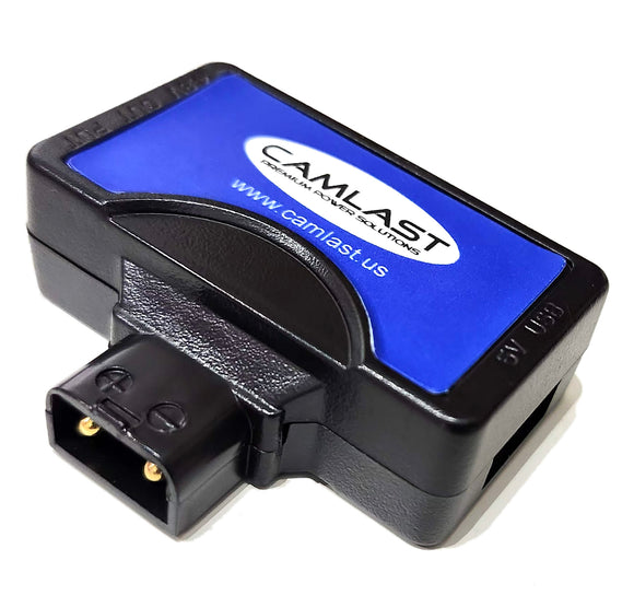The Camlast D-USB External D-Tap Adapter will allow any battery with a D-tap out to be used to power electronic devices with a pass through female D-tap out and a USB out port - Dependable Expendables