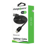 ChargeWorx CHA-CX4600 Lightning to USB-A Sync and Charge 3 Feet Cable (Black)