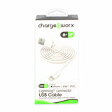 ChargeWorx CX4602WH Lightning Charge and Sync Cable 6 feet White Dependable Expendables