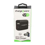 ChargeWorx Dual Wall Charger Black