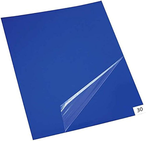 Blue Cleanroom PVC Tacky Adhesive 30 sheet Mat Pads for protecting floors of sound stages floors in video and film production - Dependable Expendables
