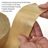 Teegan Tapes Reinforced Gummed Kraft Paper Packing Tape 2.75 Inch x 375 Ft
