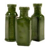 Dark Green Opaque SMASHProps Breakaway Vintage Mini Poison Bottles Prop Set 3 Piece Set - Dependable Expendables