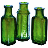 Dark Green Translucent SMASHProps Breakaway Vintage Mini Poison Bottles Prop Set 3 Piece Set - Dependable Expendables