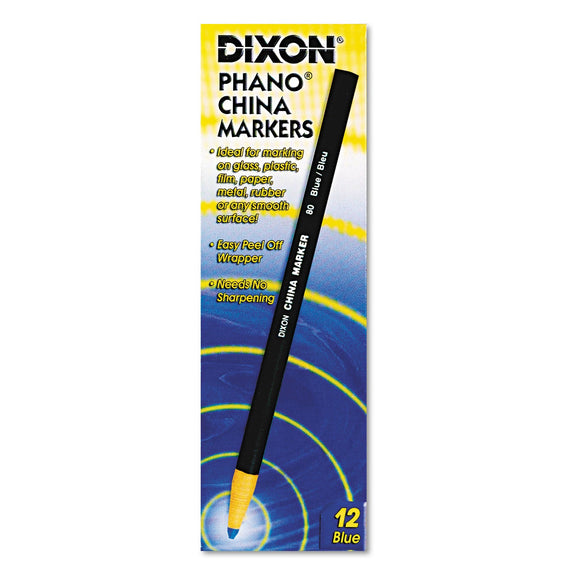 Dixon Phano China Marker - Box of 12 - Blue Bleu - Dependable Expendables