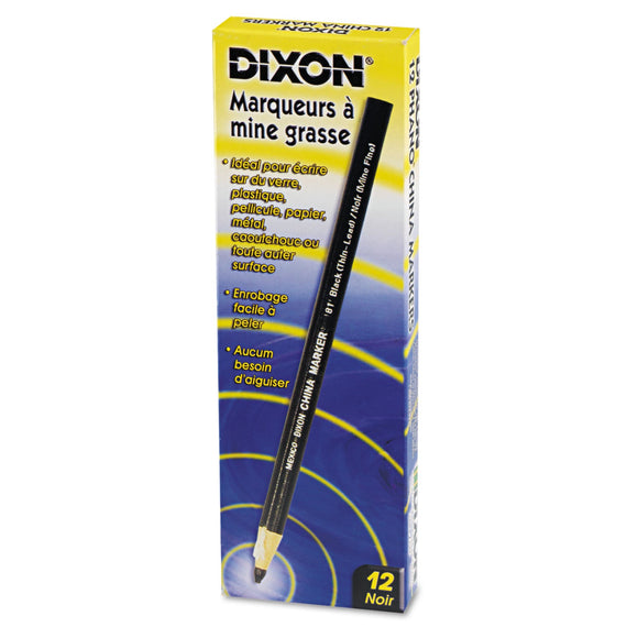 Dixon Phano China Thin Lead Marker - Box of 12 - Black - Dependable Expendables