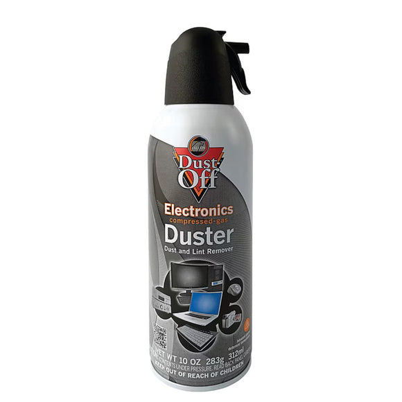 Falcon Dust Off 10 ounce compressed air duster for cleaning camera equipment lenses and accessories on video & film sets.