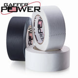 Black, White and Grey Gaffer Power 2" Gaff Tape rolls.