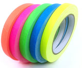 Gaffer Power Fluorescent Spike Tape 5-Pack yellow, orange, pink, green, blue used in video, film and theater production.