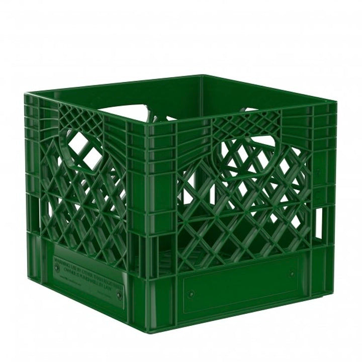 Plastic Grip Storage Square 16 Quart Milk Crate (Black, Blue
