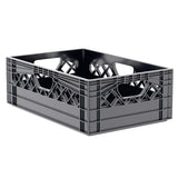 Plastic Grip Storage Rectangle 12 Quart Half Milk Crate (Black, Blue, Green, Grey, Red)