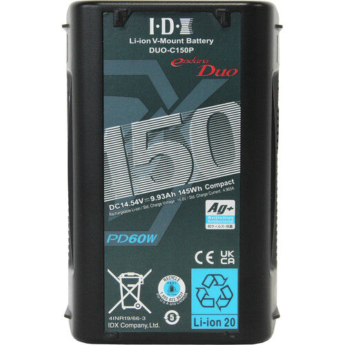 IDX System Technology DUO-C150P 145Wh High-Load Li-Ion V-Mount Battery w 2x D-Tap and USB-PD