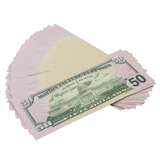 Prop Money - New Series $50 Full Print Mixed Bills Stack - Dependable Expendables