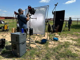 7kWh Mango Power E Expansion Battery Pack silent e generator combo providing rechargeable portable power on location powering aputure LS600 video and film lighting  - Dependable Expendables Dallas Texas