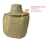 Khaki Newcastle Earmuff Hat with Removeable Press Stud Neck Flap Dependable Expendables Dallas Texas