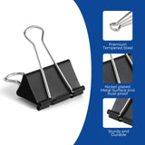 Large 1.9-Inch Heavy-Duty Binder Clips 48-Pack Black - Dependable Expendables
