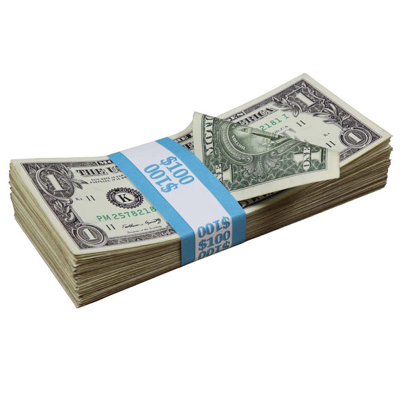 Money Prop - New Series $1 Bills ✔️RealAged™ $1,000 Full Print Stack