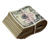 Money Prop - New Series $10 Bills ✔️RealAged™ $1,000 Full Print Stack