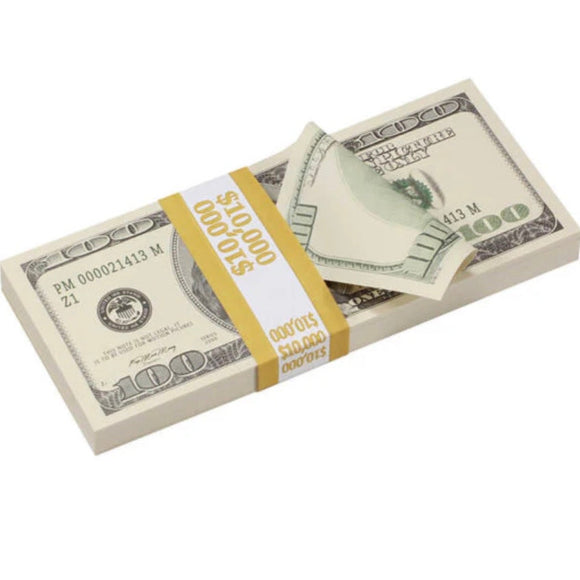 Money Prop - Series 2000 $100's Crisp New $10,000 Full Print Stack - Dependable Expendables