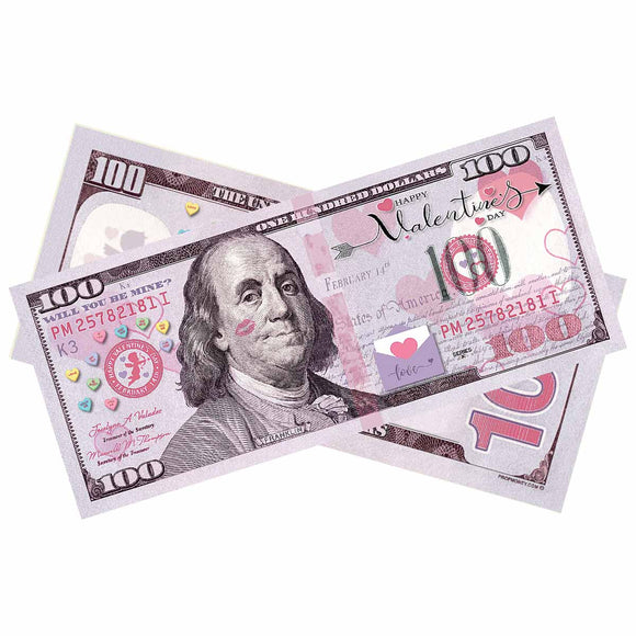 Money Prop - $100 Happy Valentine's Day Bills - Dependable Expendables