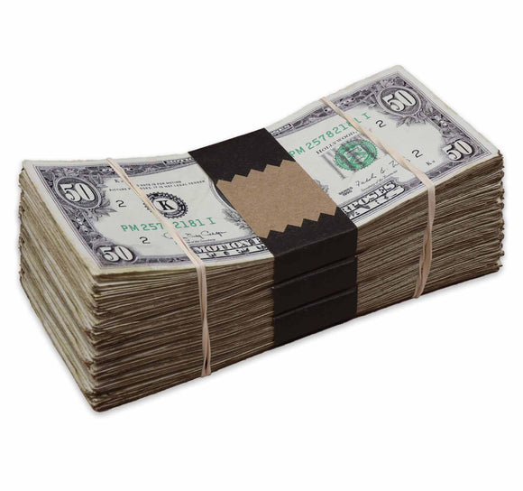 Money Prop - 1990 Series $50 ✔️RealAged™ Full Print $15,000 Stacks Bundle - Dependable Expendables
