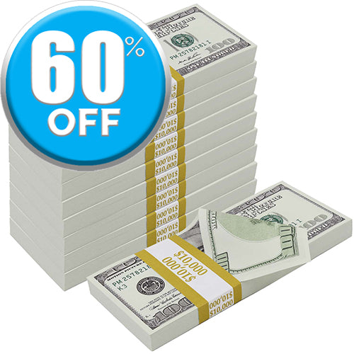 Money Prop - 2000 Series $100 Crisp Full Print $100,000 Stacks