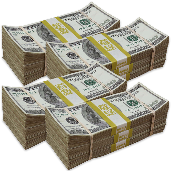 Money Prop - 2000 Series $100 ✔️RealAged™ Full Print $120,000 Bundle Pack - Dependable Expendables
