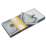 Money Prop New Style $100 Crisp $10,000 Stack with Blank Fill for realistic on screen cash for music videos, television, movies and theater.