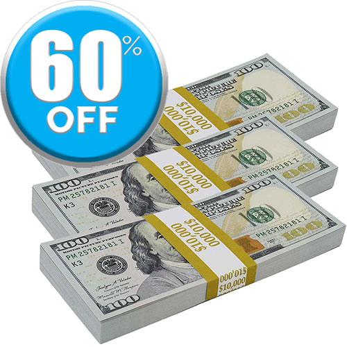 Money Prop - New Series $100 Crisp $30,000 Full Print Stacks