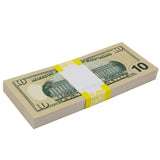 Money Prop - New Series $10 Crisp New $1,000 Full Print Stack Back - Dependable Expendables