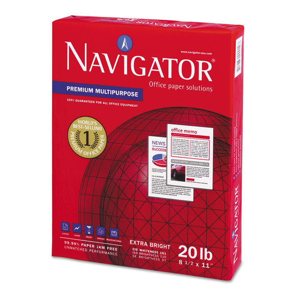Navigator Premium Multipurpose Copy Paper, 97 Bright, 20lb Bond Weight, 8.5 x 11, White, 500/Ream - Dependable Expendables