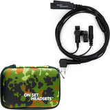 Black On Set Headsets FilmPro Y compatible with Motorola 2 Pin Walkie Headset with free green camouflage Case