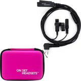Black On Set Headsets FilmPro Y compatible with Motorola 2 Pin Walkie Headset with free purple Case