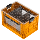 Orange SIDIOCrate Collapsible Full Size Crate with dividers Weatherproof lid - Dependable Expendables