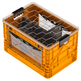 Orange SIDIOCrate Collapsible Full Size Crate with dividers Weatherproof lid - Dependable Expendables