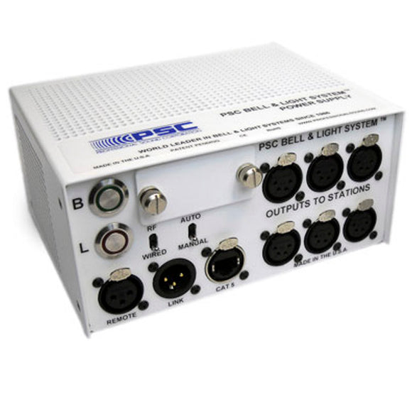 FBL2PS power supply and remote for the PSC Fourth Generation Bell and Light System in virtual production, film and television studios.