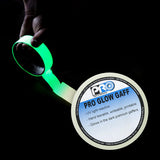 Green glow stick with Pro Glow Gaff branding on a black background