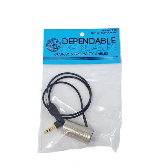 3.5mm TRS to XLRM Lo-Pro 18 inch adapter Cable for professional audio used in cinema and video cameras for TV and film production.